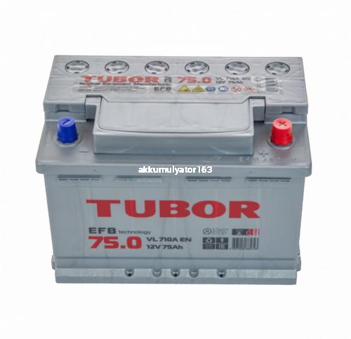Аккумулятор TUBOR EFB 6ст-75.0 VL — купить в магазине akkumulyator163 с бесплатной доставкой и установкой по Самаре.